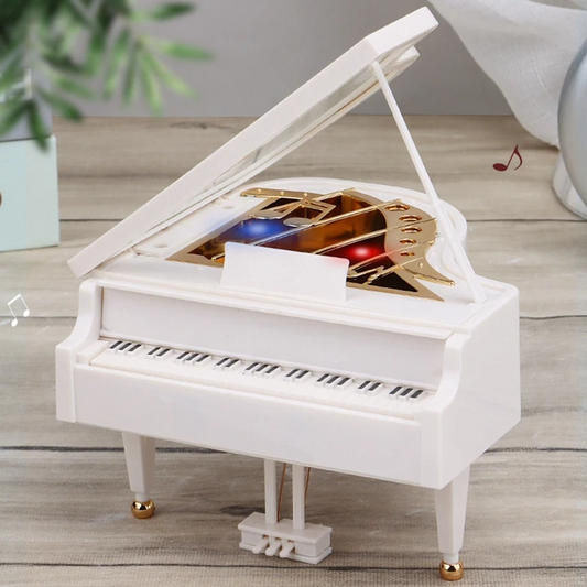 Caja Musical Mecanica Piano Blanco